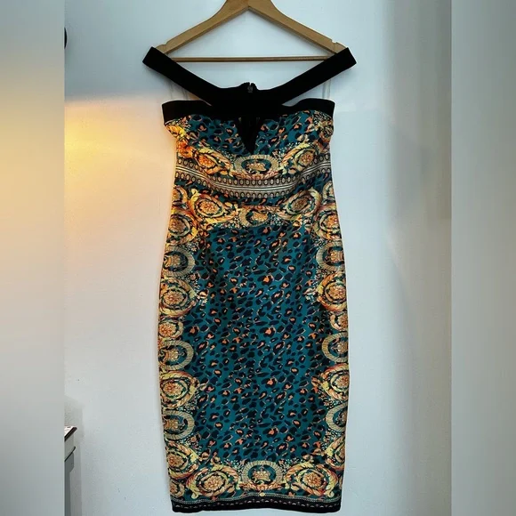 Elegant Multicolor Strapless Bandage Dress | Color: Blue/Gold | Size: M | Pennyxpenn's Closet